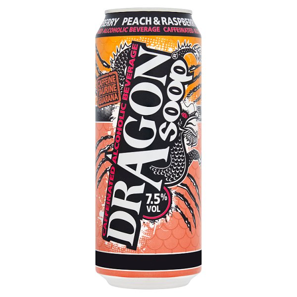 Dragon Soop Peach & Raspberry Caffeinated Alcoholic Beverage 8 x 500ml