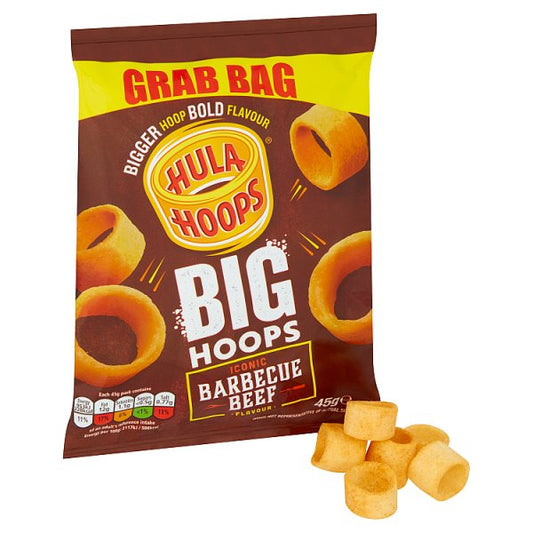 Hula Hoops Big Hoops BBQ Beef Grab Bag Crisps 36 x 45g