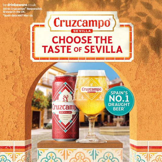 Cruzcampo Sevilla Lager Beer 4.4% ABV Cans 10 x 440ml