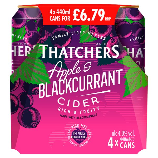 Thatchers Apple & Blackcurrant Cider 24 x 440ml