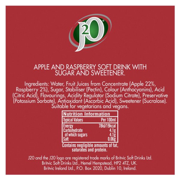 J2O Apple & Raspberry 12 x 275ml
