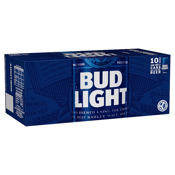 Bud Light Lager Beer Cans 10 x 440ml