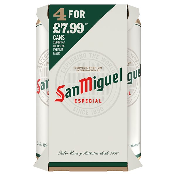 San Miguel Premium Lager Beer Cans 24 x 568ml