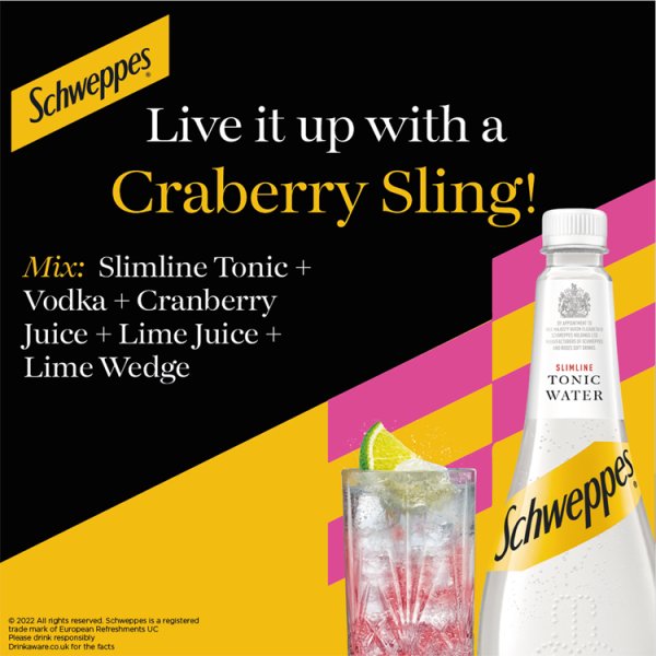 Schweppes Slimline Tonic Water 6 x 1L Bottles