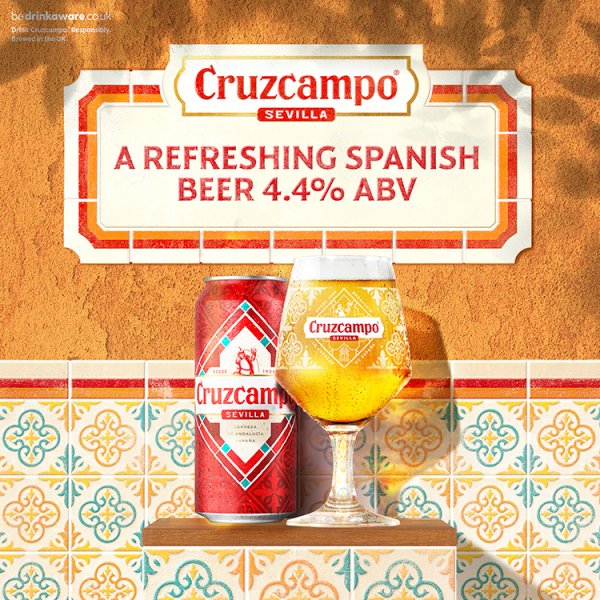 Cruzcampo Sevilla Lager Beer 4.4% ABV Pint Can 24 x 568ml