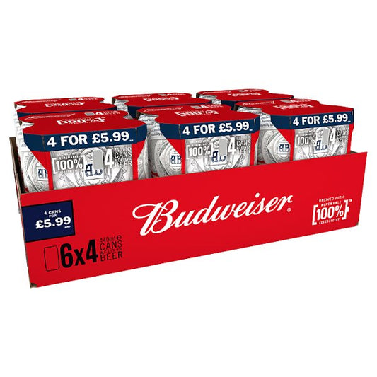 Budweiser Lager Beer Cans 24x440ml