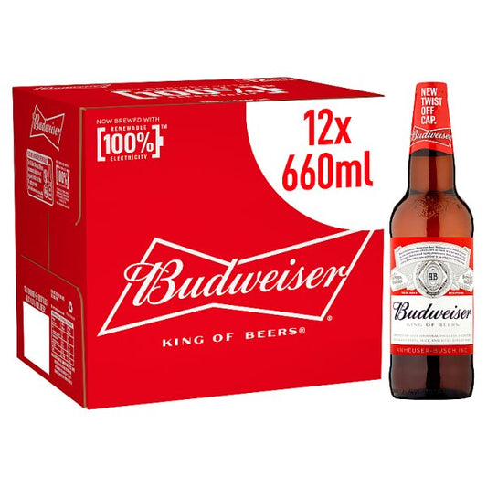 Budweiser Lager Beer Bottles 12x660ml