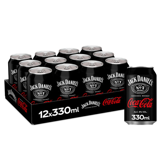 Jack Daniels Tennessee Whiskey and Cola Premixed Cans 330 ml (Pack of 12)