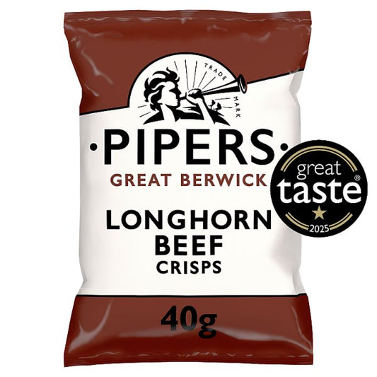 Pipers Great Berwick Longhorn Beef Crisps Grab Bag 24 x 40g