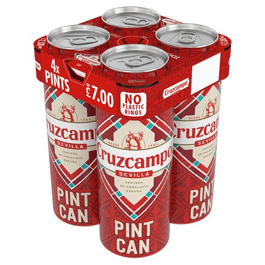 Cruzcampo Sevilla Lager Beer 4.4% ABV Pint Can 24 x 568ml