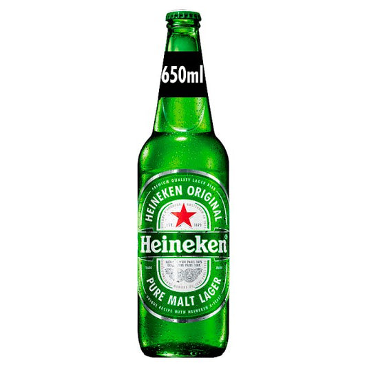 Heineken Original Premium Lager Beer 5% ABV Large Bottle 12 x 650ml