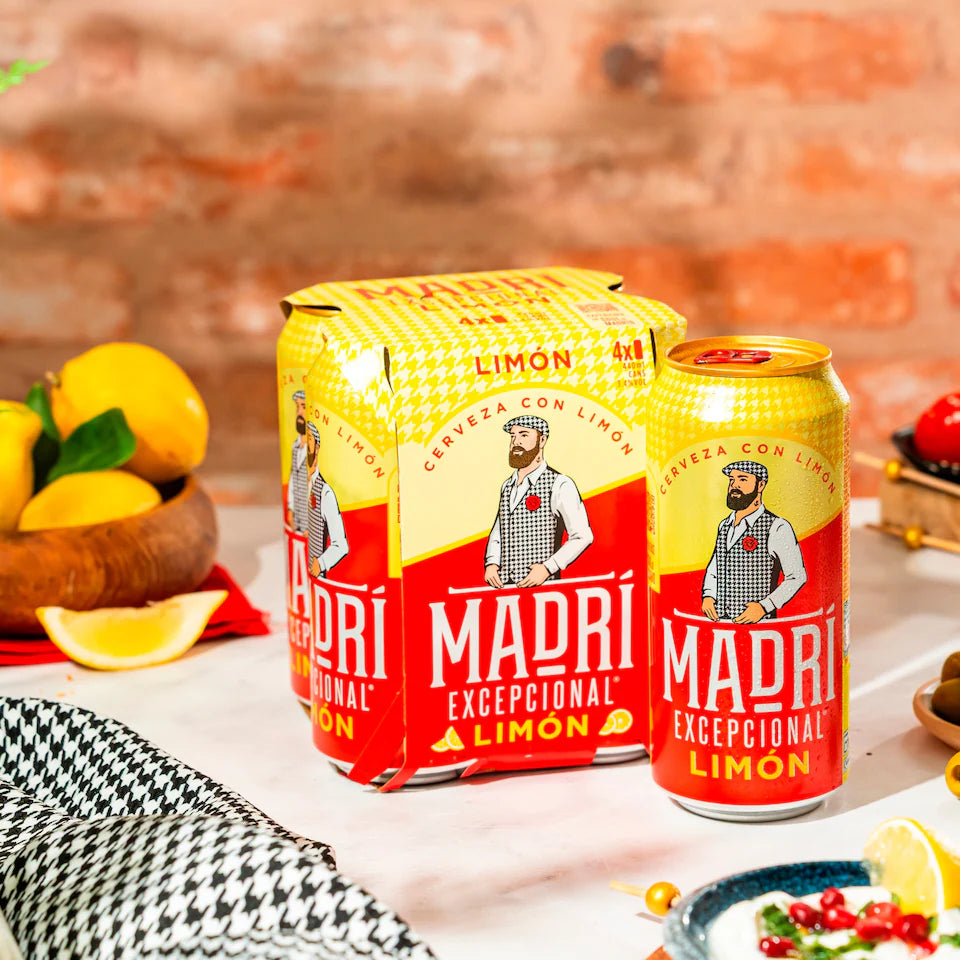 Madri Excepcional Limon Premium Lager Beer Can 24 x 440ml