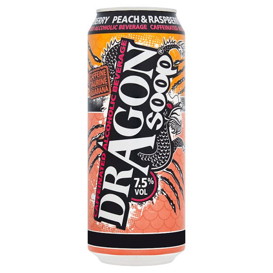 Dragon Soop Peach & Raspberry Caffeinated Alcoholic Beverage 8 x 500ml