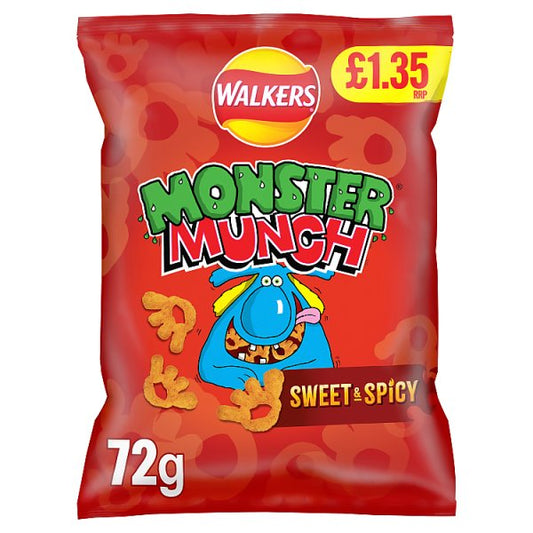 Walkers Monster Munch Sweet & Spicy Snacks 18 x 72g