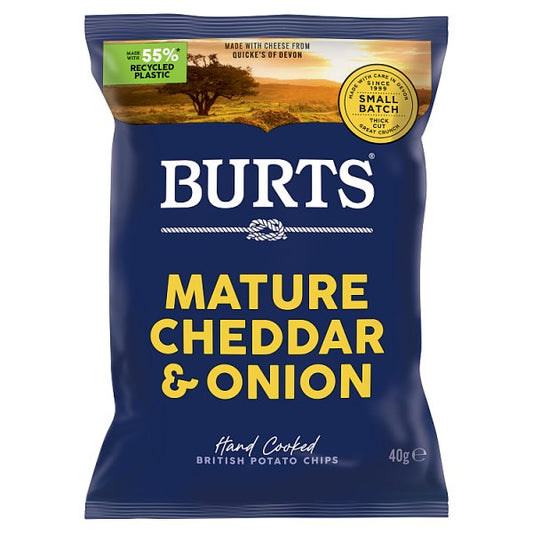 Burts Mature Cheddar & Onion British Potato Chips 20 x 40g