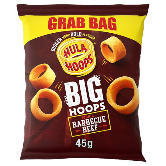 Hula Hoops Big Hoops BBQ Beef Grab Bag Crisps 36 x 45g