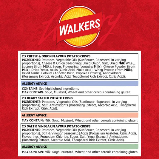 Walkers Classic Variety Multipack Crisps 18 x 6 x 25g