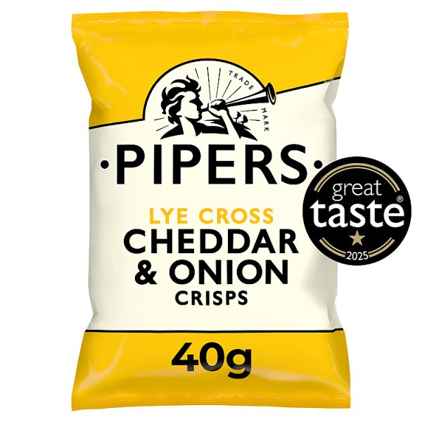 Pipers Lye Cross Cheddar & Onion Crisps 24 x 40g