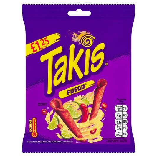 Takis Fuego Chilli and Lime Flavour Corn Snack 21 x 55g