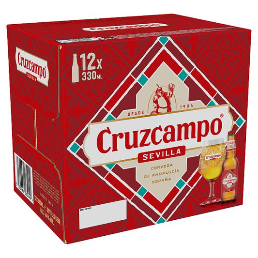 Cruzcampo Sevilla Lager Beer 4.4% ABV Bottle 12x330ml
