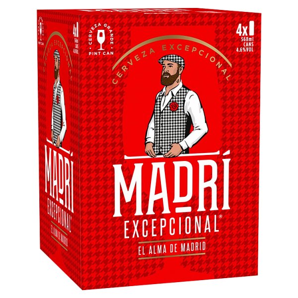 Madri Excepcional Premium Lager Beer Can 24 x 568ml