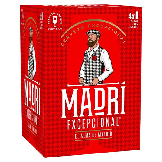 Madri Excepcional Premium Lager Beer Can 24 x 568ml