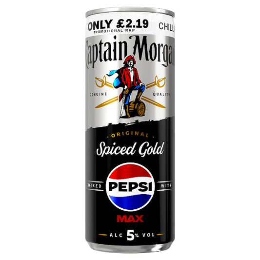 Captain Morgan Original Spiced Gold and Pepsi MAX® Premix 12x250ml 5% vol can