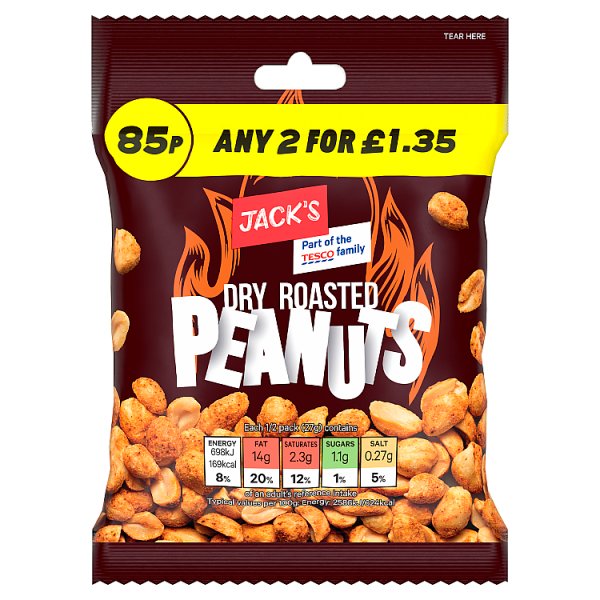 Jack's Dry Roasted Peanuts 24 x 55g