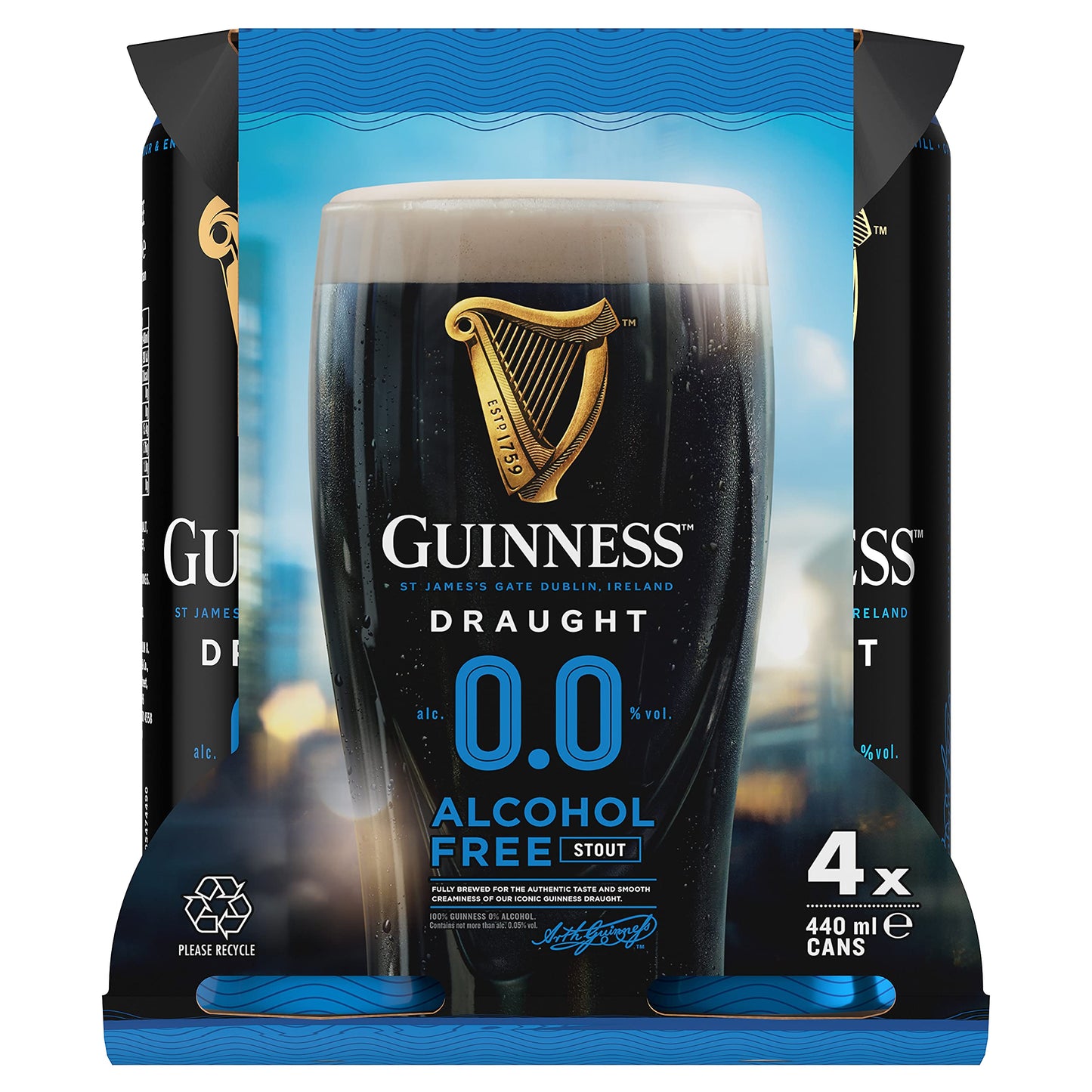 Guinness Draught 0.0% Stout Beer Can 0% Vol 24 x 500ml