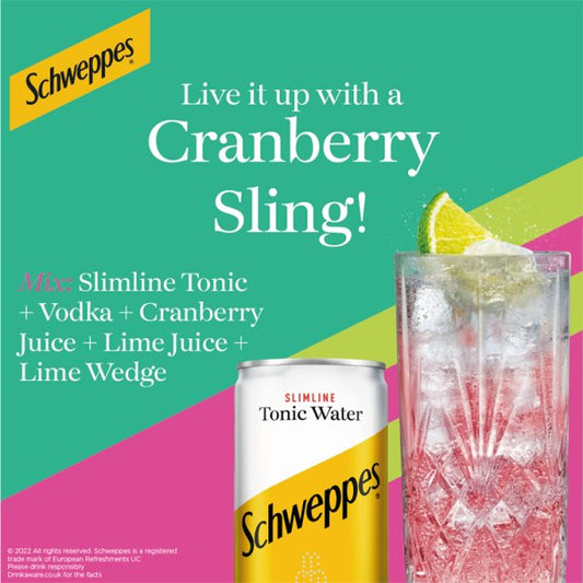 Schweppes Slimline Tonic Water 24 x 150ml Cans