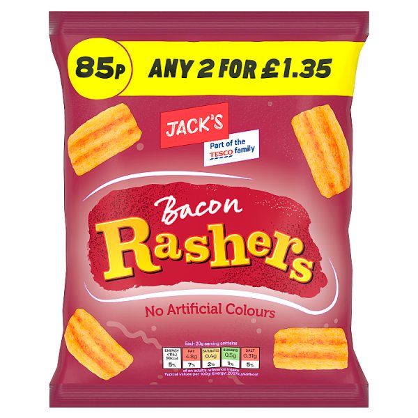 Jack's Bacon Rashers 18 x 60g