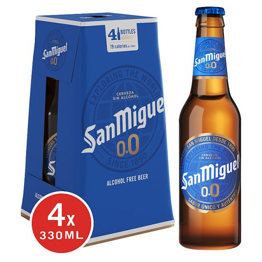 San Miguel 0.0% Alcohol Free Premium Lager Beer 24 x 330ml Bottles
