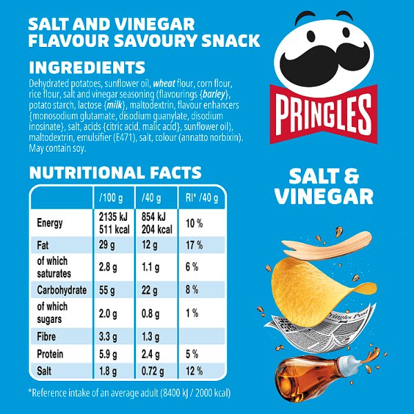 Pringles Salt & Vinegar Sharing Crisps 6 x 165g