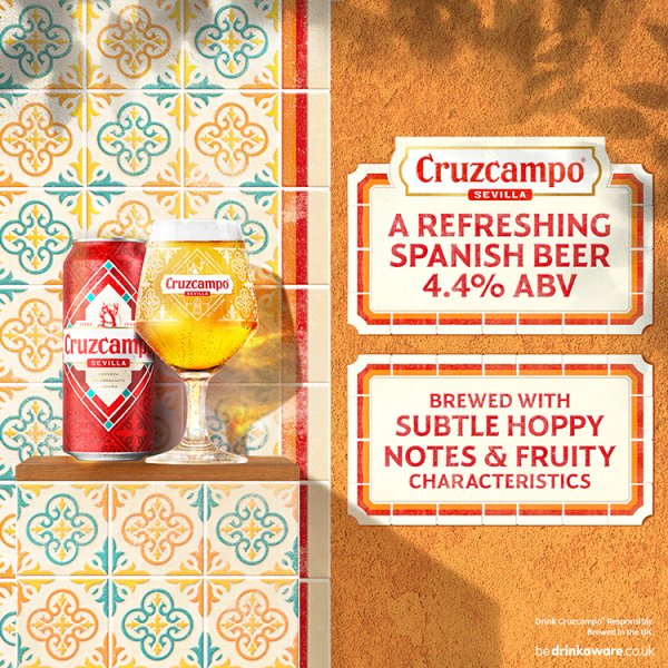 Cruzcampo Sevilla Lager Beer 4.4% ABV Cans 24 x 440ml