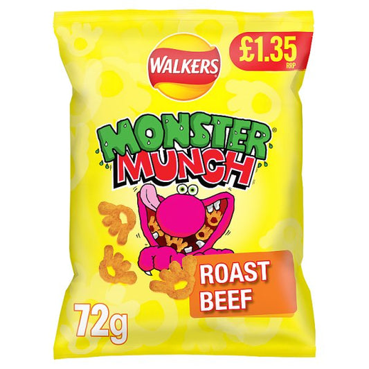 Walkers Monster Munch Roast Beef Crisps 18 x 72g