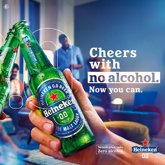Heineken 0.0% Alcohol Free Lager Beer Bottle 24 x 330ml