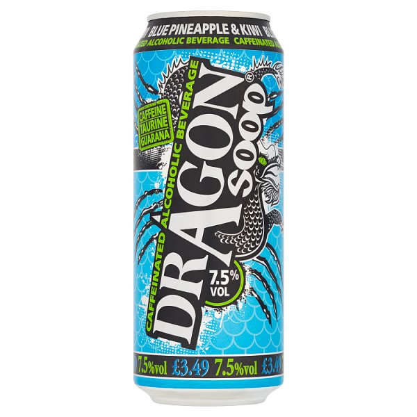 Dragon Soop Blue Pineapple & Kiwi Caffeinated Alcoholic Beverage 8 x 500ml