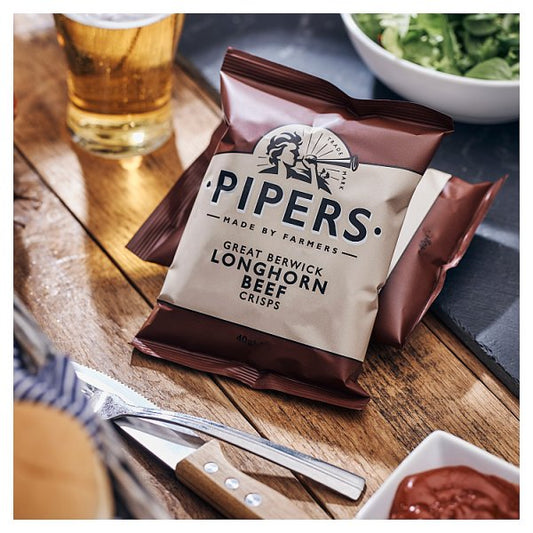 Pipers Great Berwick Longhorn Beef Crisps Grab Bag 24 x 40g