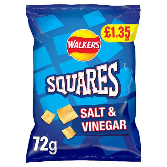 Walkers Squares Salt & Vinegar Crisps 18 x 72g