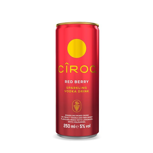 Ciroc Red Berry Sparkling Vodka Drink 5% vol 12 x 250ml Can