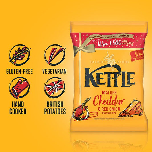 Kettle Mature Cheddar & Red Onion Potato Chips 18 x 40g