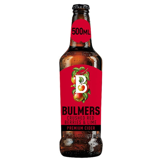 Bulmers Crushed Red Berries & Lime Cider Bottle 4% ABV 12 x 500ml