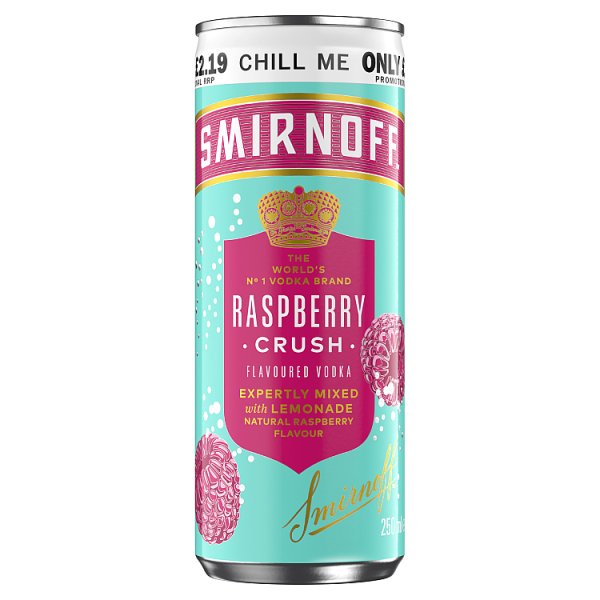 Smirnoff Raspberry Crush & Lemonade 5% vol 12 x 250ml Cans