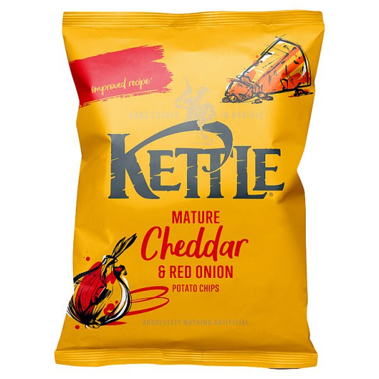 Kettle Mature Cheddar & Red Onion Potato Chips 18 x 40g