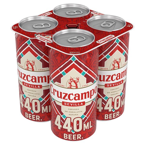 Cruzcampo Sevilla Lager Beer 4.4% ABV Cans 24 x 440ml