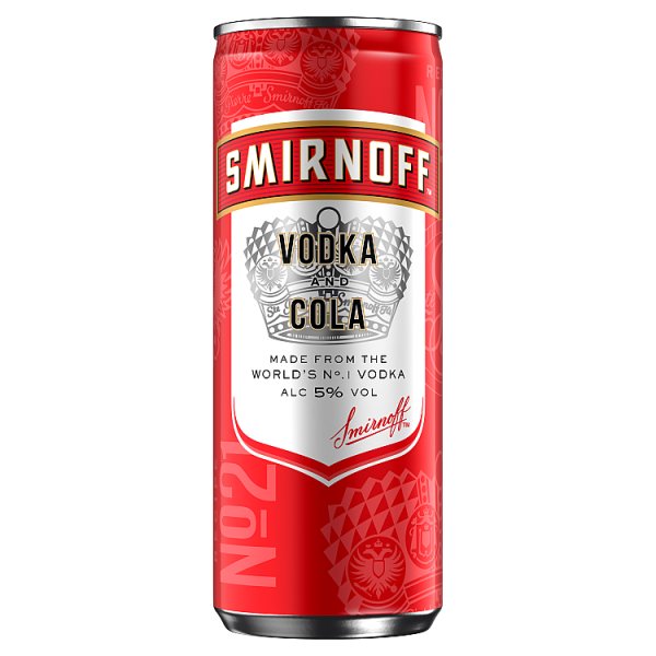 Smirnoff Red Label Vodka and Cola Drink 5% vol  12 x 250ml