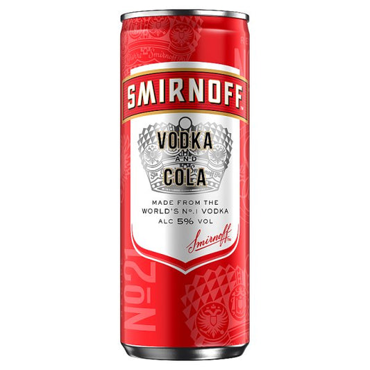 Smirnoff Red Label Vodka and Cola Drink 5% vol  12 x 250ml